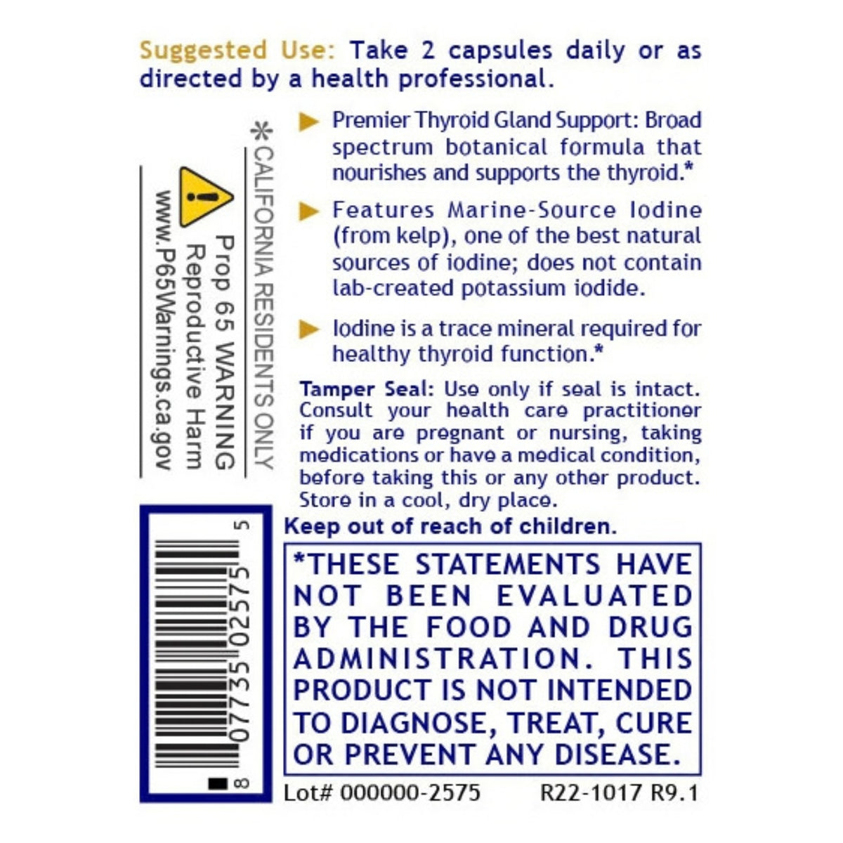 Premier Research Labs, ThyroVen™, 60 Plant-Source Capsules UPC 807735025755 | Hilife Vitamins