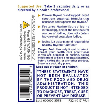 Premier Research Labs, ThyroVen™, 60 Plant-Source Capsules UPC 807735025755 | Hilife Vitamins