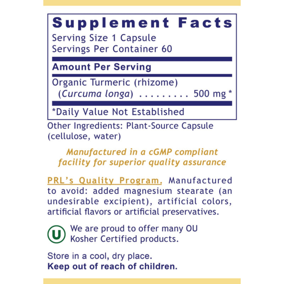 Premier Research Labs, Premier Turmeric, 60 Plant-Source Capsules UPC 807735025809 | Hilife Vitamins