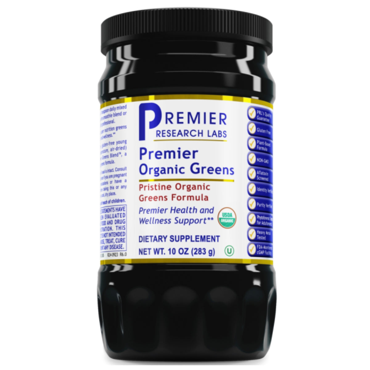 Premier Research Labs, Organic Greens Premier Powder, 10 oz (283 g) UPC 807735025854 | Hilife Vitamins