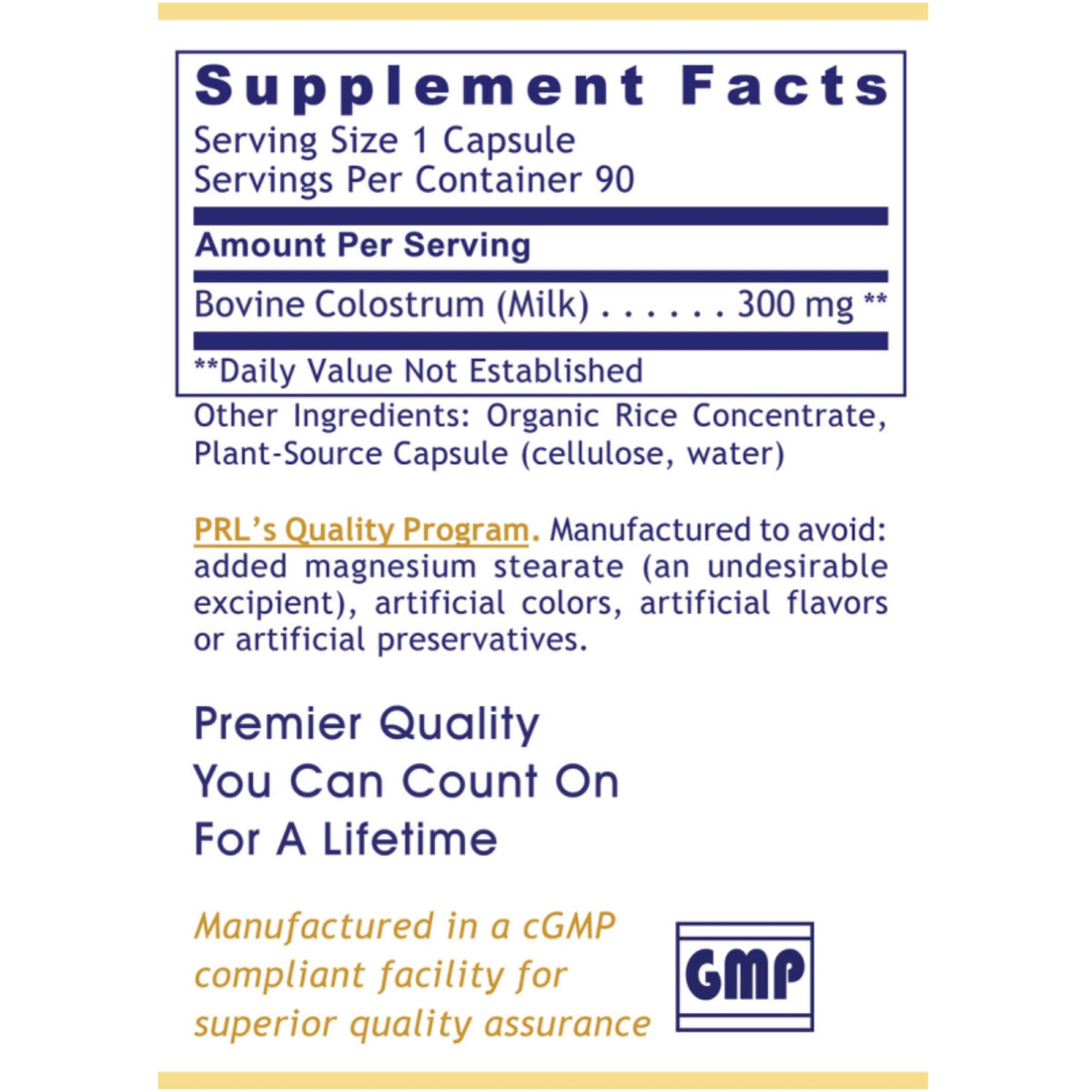 Premier Research Labs, Colostrum-IgG™, 90 Plant-Source Capsules UPC 807735027506 | Hilife Vitamins