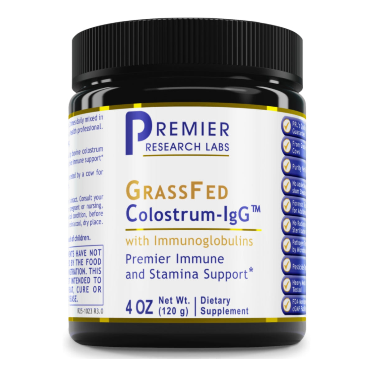 Premier Research Labs, Colostrum-IgG™ Premier, 4 Oz (120 g) Powder UPC 807735027605 | Hilife Vitamins