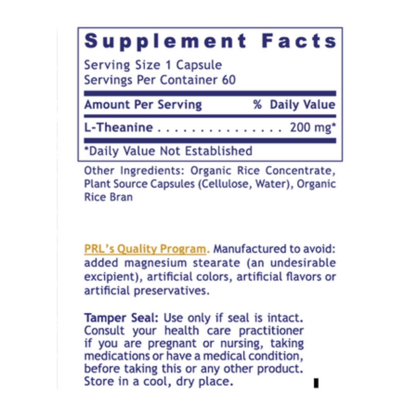 Premier Research Labs, L- Theanine, 60 Plant-Source Capsules UPC 807735028510 | HiLife Vitamins