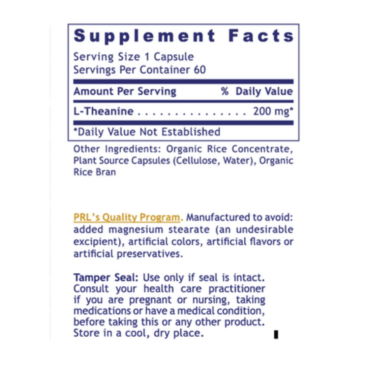 Premier Research Labs, L- Theanine, 60 Plant-Source Capsules UPC 807735028510 | Hilife Vitamins