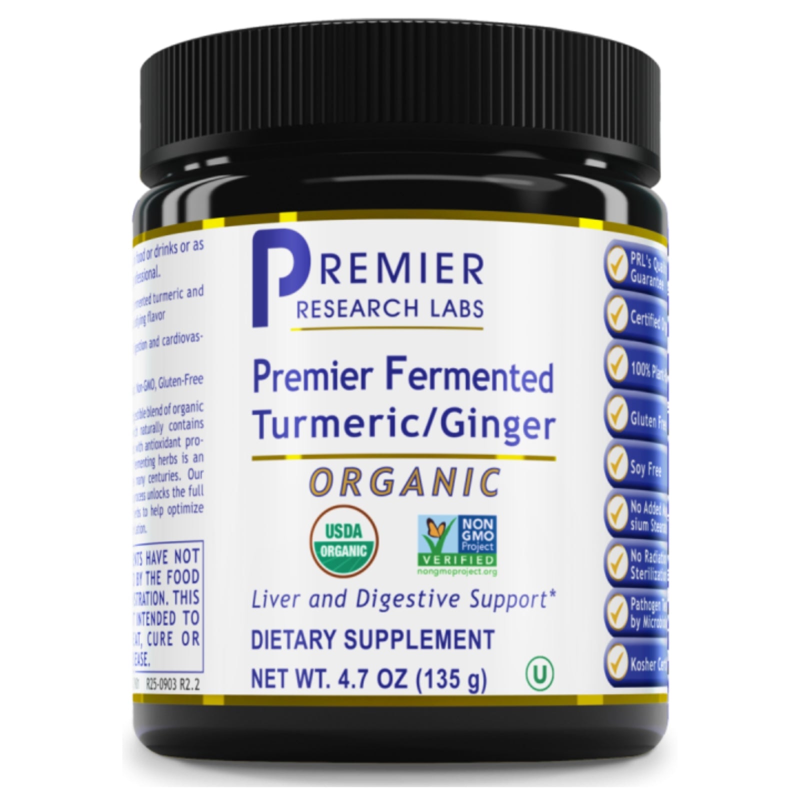 Premier Research Labs, Premier Fermented Turmeric/Ginger, 4.7 OZ (135 g) UPC 807735029012 | Hilife Vitamins