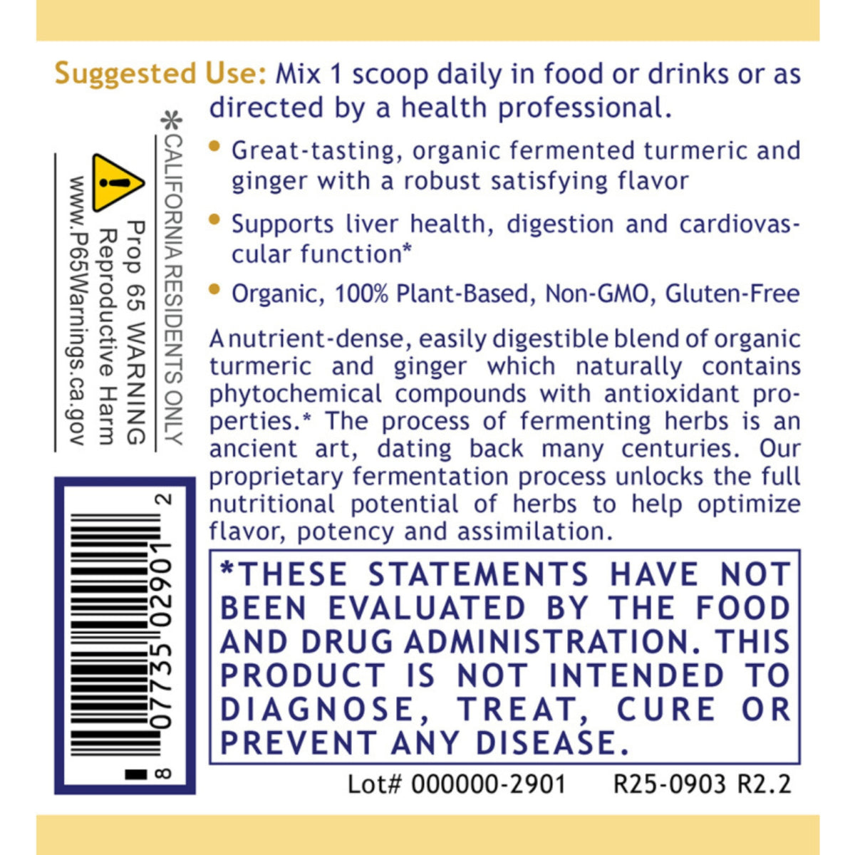 Premier Research Labs, Premier Fermented Turmeric/Ginger, 4.7 OZ (135 g) UPC 807735029012 | Hilife Vitamins