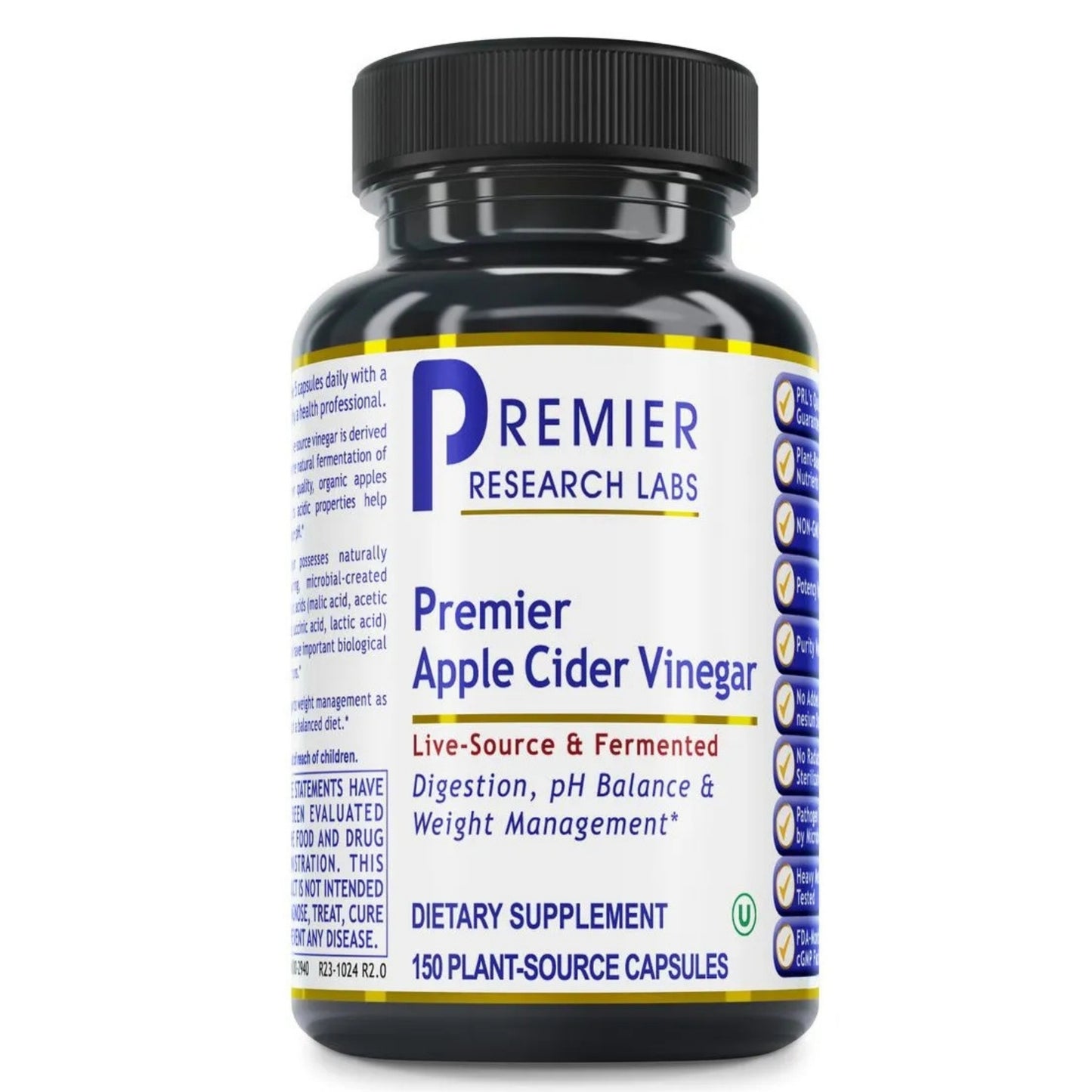 Premier Research Labs, Premier, Apple Cider Vinegar, 150 Plant Source Capsules UPC 807735029401 | Hilife Vitamins