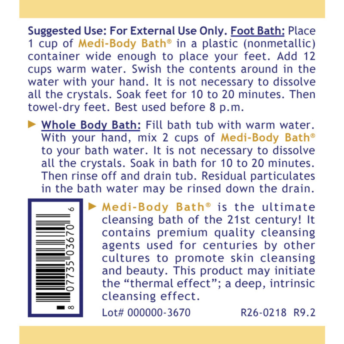 Premier Research Labs, Medi-Body Bath®, 19 oz powder (550 g) UPC 807735036706 | Hilife Vitamins