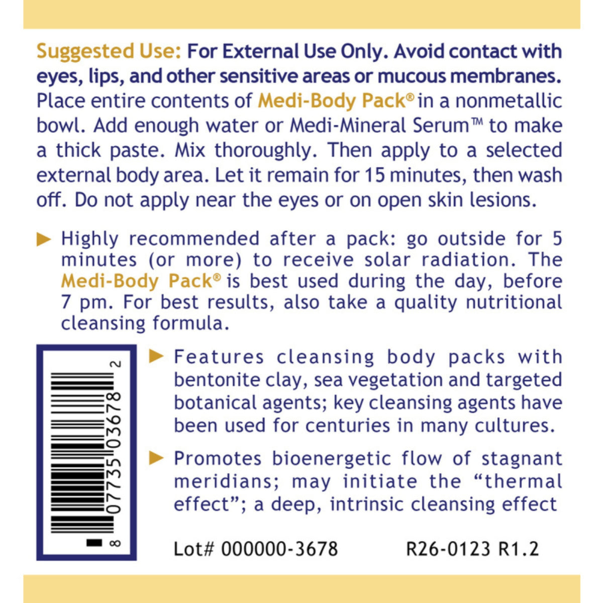 Premier Research Labs, Medi Body Pack®, 6 oz (170 g) UPC 807735036782 | Hilife Vitamins