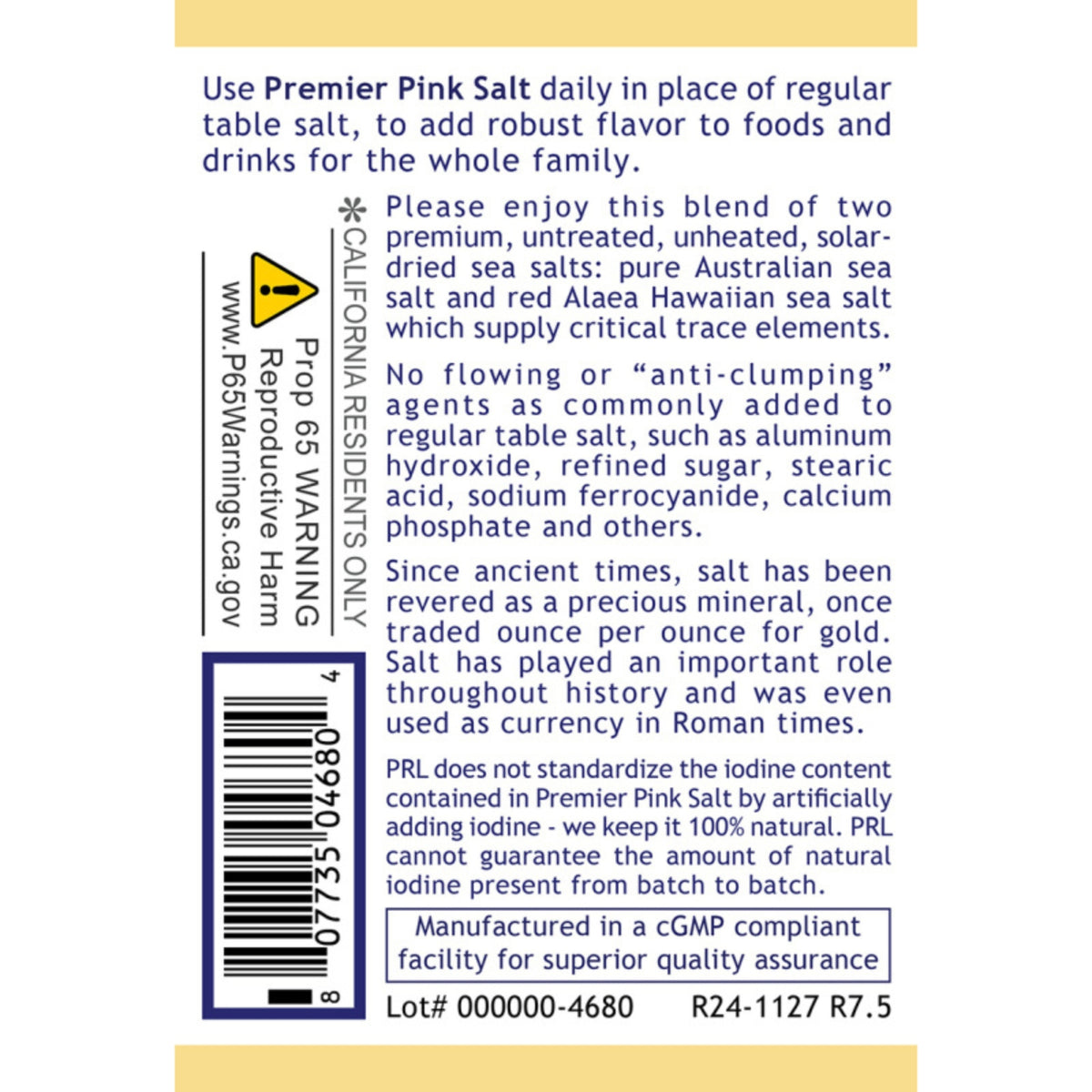 Premier Research Labs, Premier Pink Salt 12 oz UPC 807735046804 | Hilife Vitamins