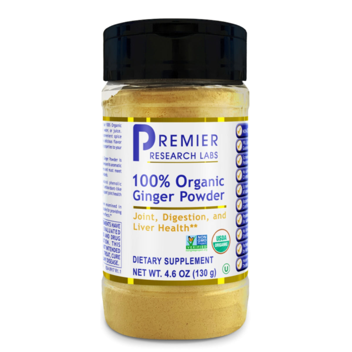 Premier Research Labs, 100% Organic Ginger Powder, 4.6 oz (130 g) UPC 807735047009 | Hilife Vitamins