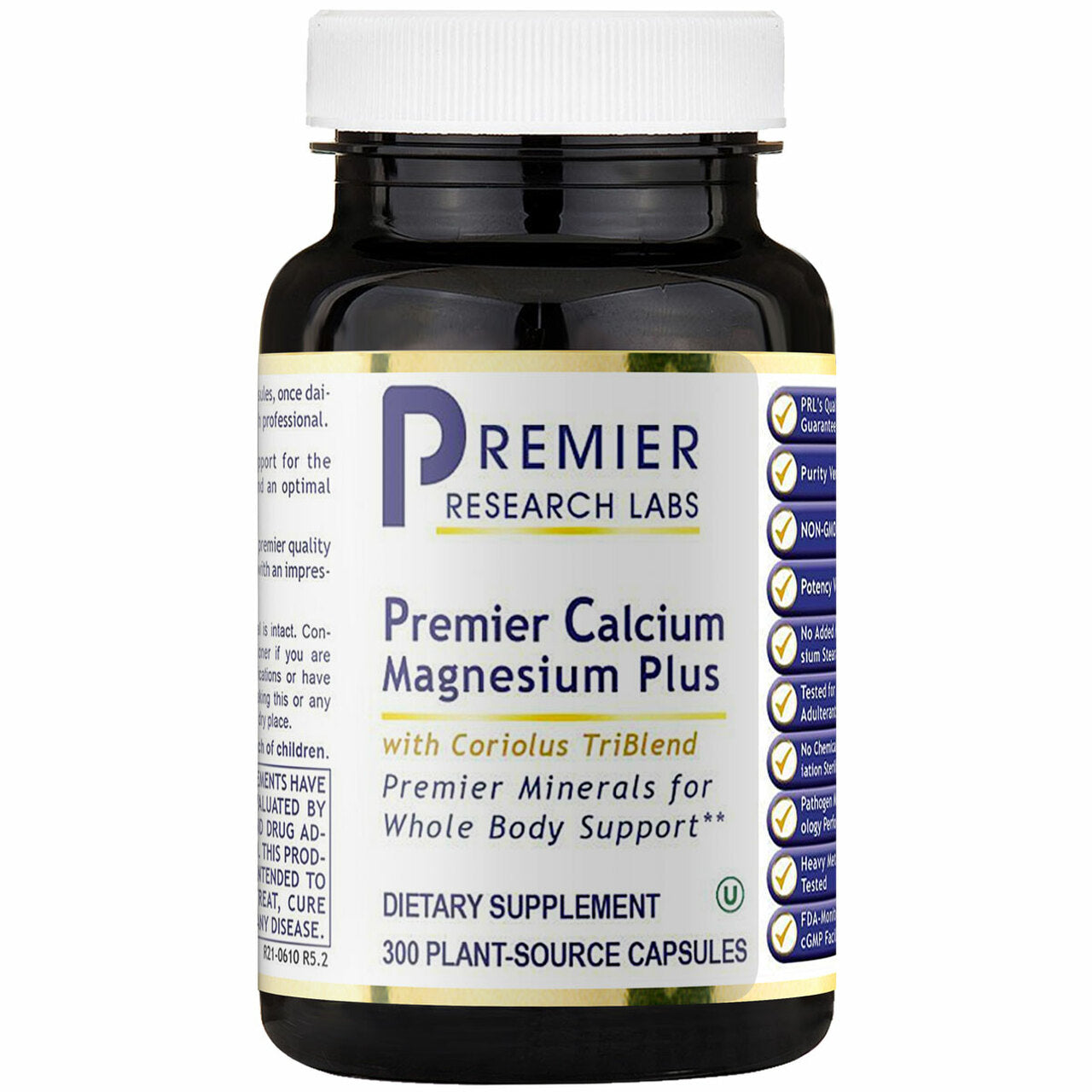 Premier Research Labs, Premier Calcium Magnesium Plus, 300 Plant-Source Capsules UPC 807735055004 | Hilife Vitamins