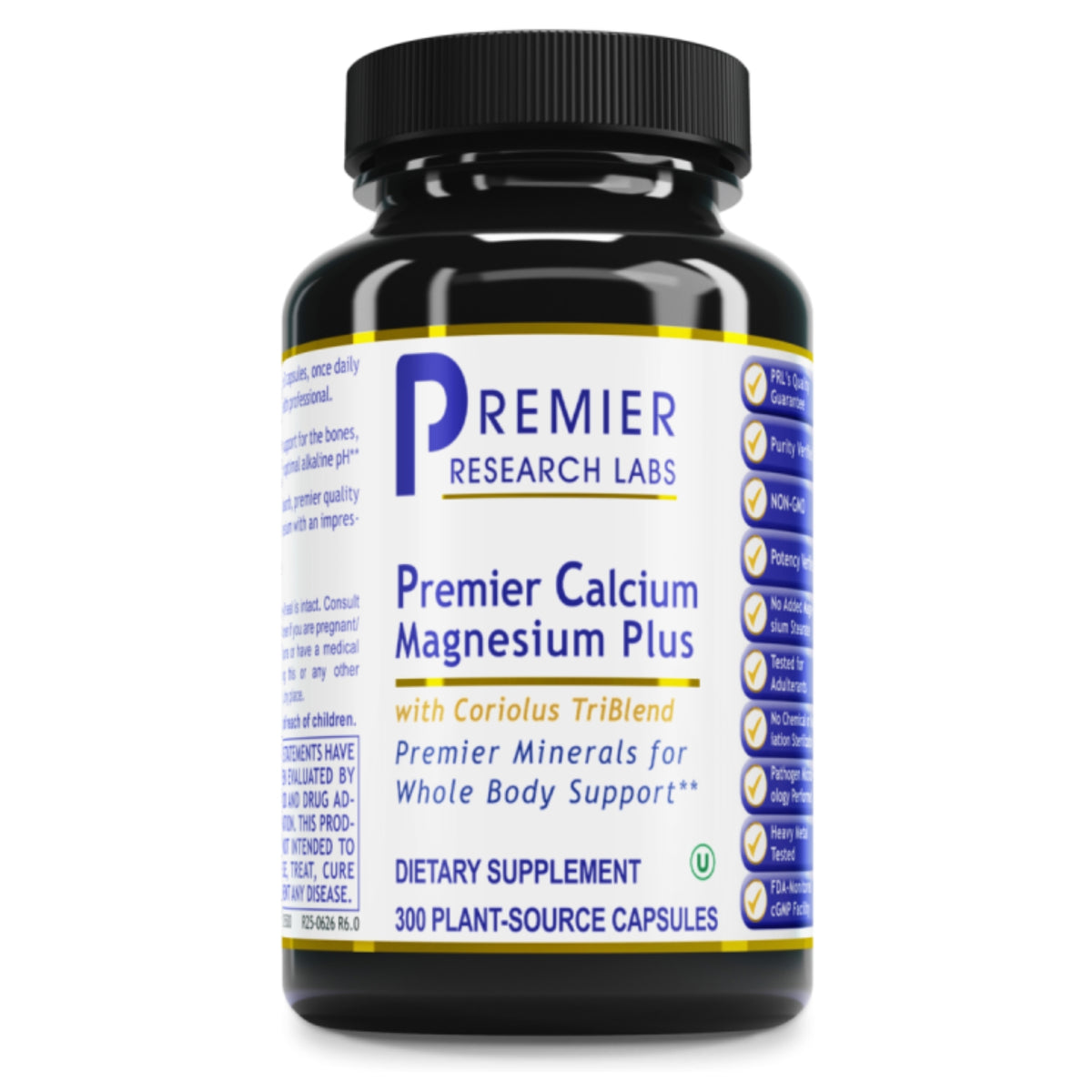 Premier Research Labs, Premier Calcium Magnesium Plus, 300 Plant-Source Capsules UPC 807735055004 | Hilife Vitamins