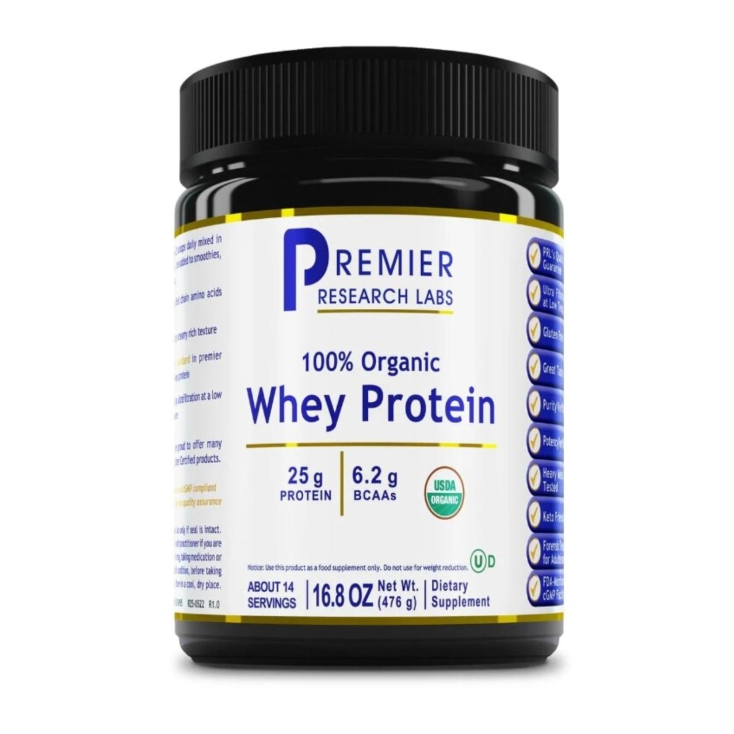 Premier Research Labs, 100% Organic Whey Protein, 16.8 oz (476 g) UPC 807735409555 | Hilife Vitamins