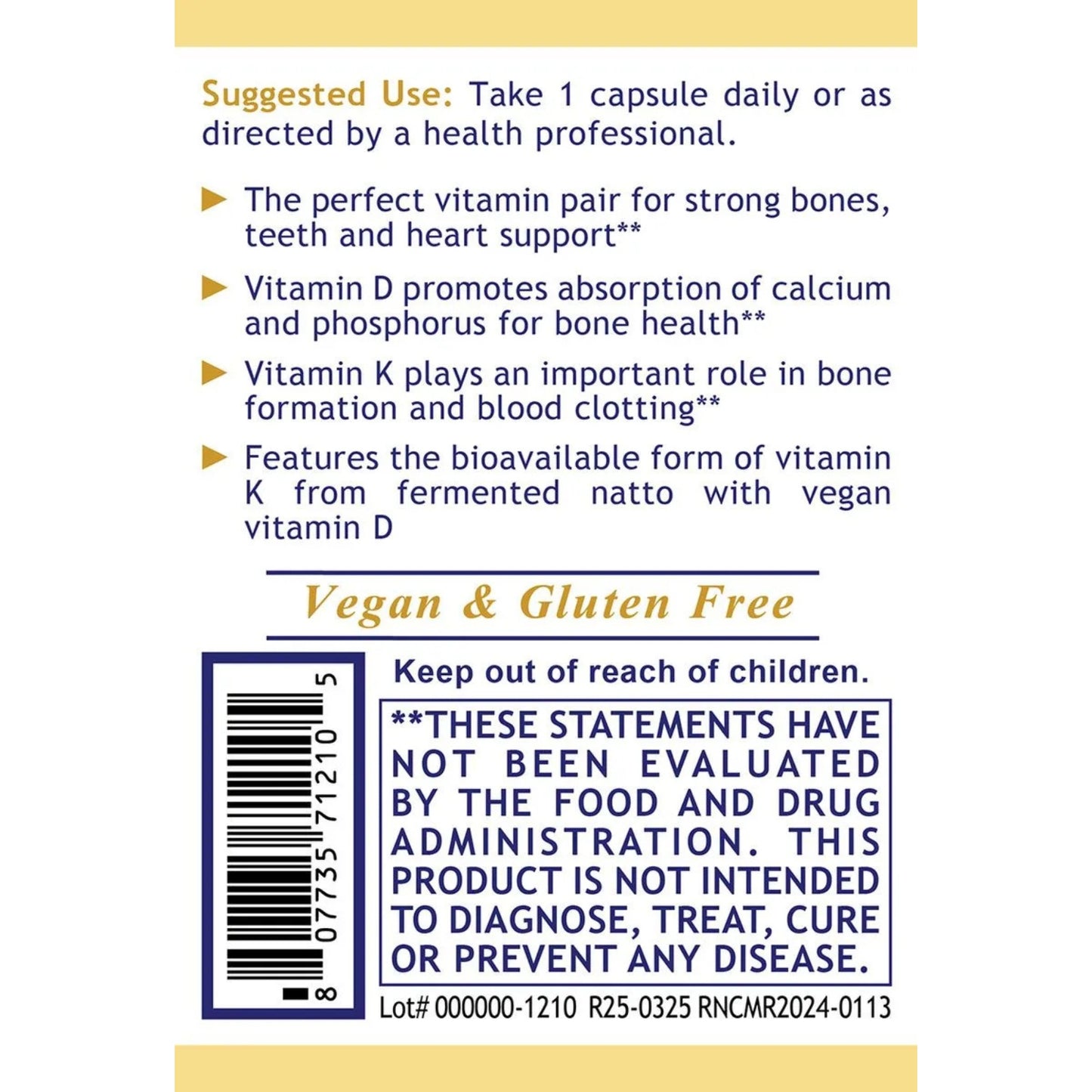Premier Research Labs, Premier Vegan Vitamin D3 + K2, 60 Plant-Source Capsules UPC 807735712105 | Hilife Vitamins