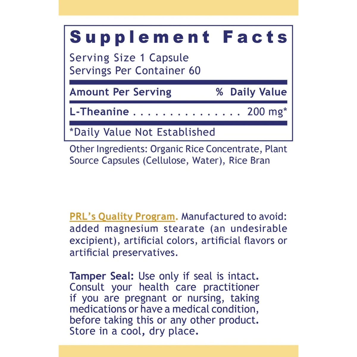 Premier Research Labs, L-Theanine, 60 Plant-Source Capsules UPC 807735728519 | Hilife Vitamins