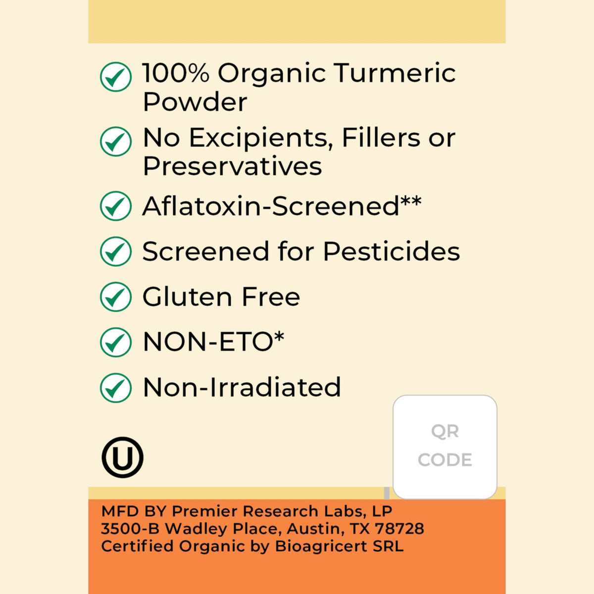 Premier Research Labs, Organic Turmeric Spice Powder, 1.3 oz (36 g) UPC 807735747121 | Hilife Vitamins