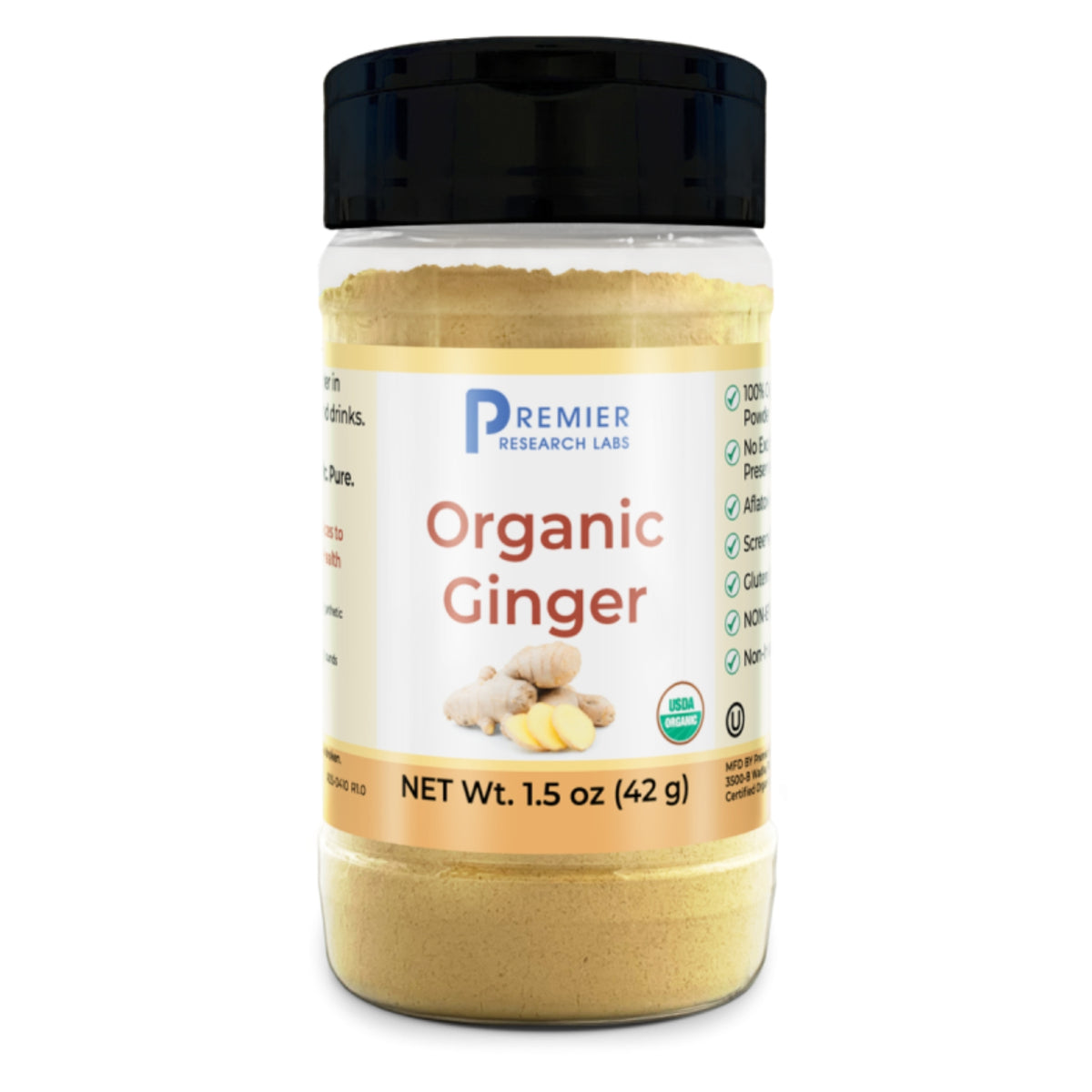 Premier Research Labs, Organic Ginger Spice Powder, 1.5 oz (42g) UPC 807735747145 | Hilife Vitamins