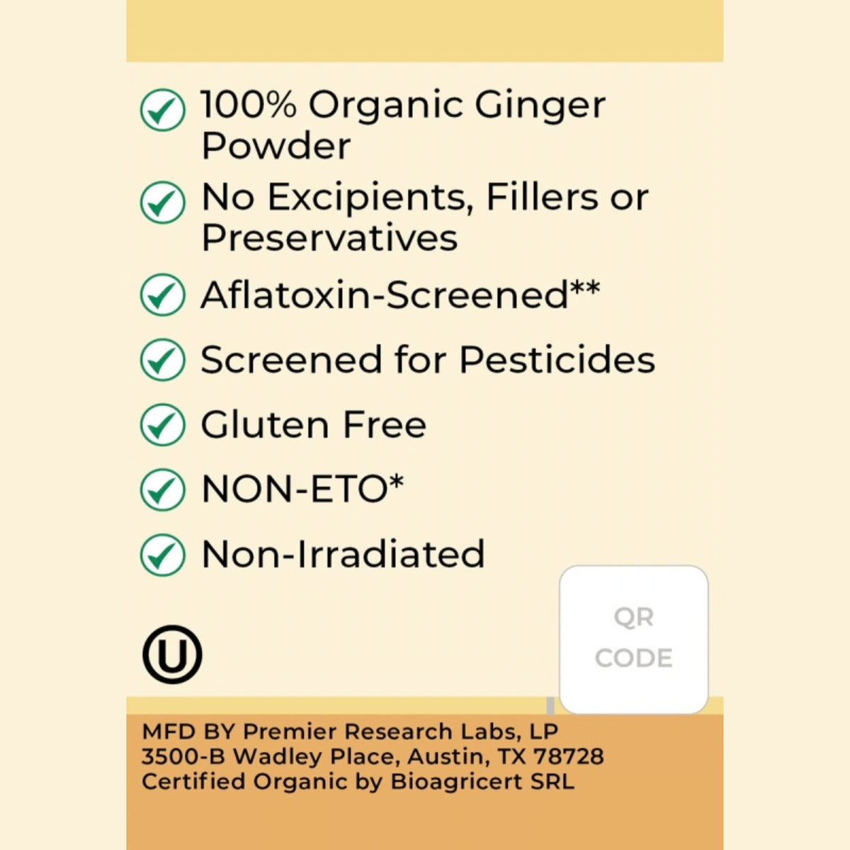 Premier Research Labs, Organic Ginger Spice Powder, 1.5 oz (42g) UPC 807735747145 | Hilife Vitamins