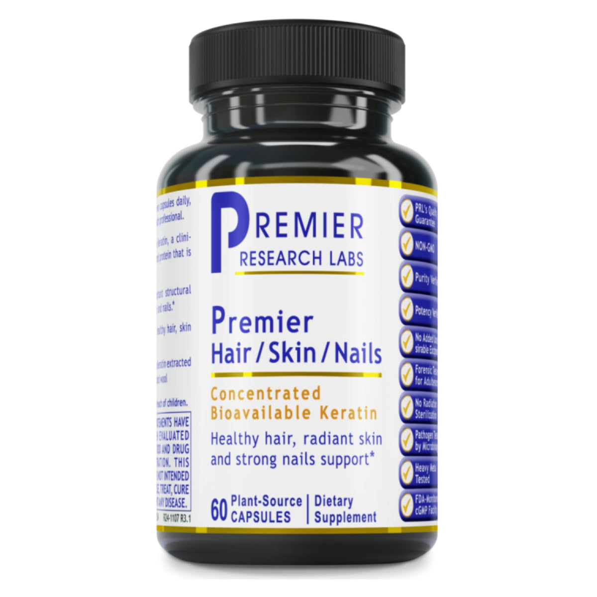 Premier Research Labs, Premier Hair/Skin/Nails, 60 Plant-Source Capsules UPC  807735025342 | Hilife Vitamins