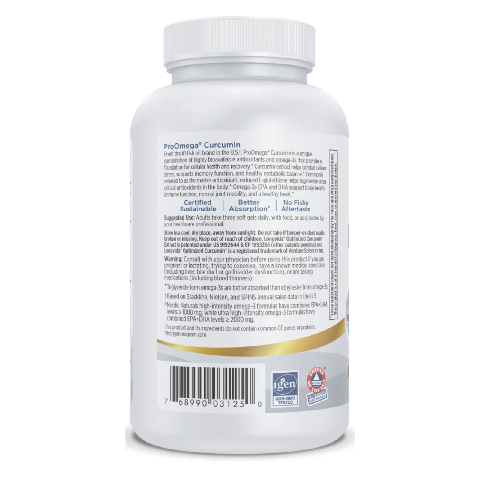 Nordic Naturals, ProOmega® + Curcumin, 90 Softgels UPC 768990031250 | HiLife Vitamins
