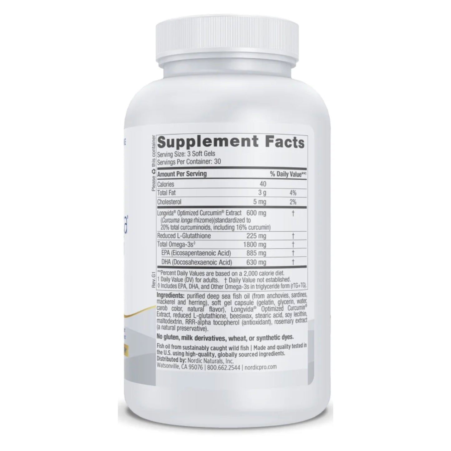 Nordic Naturals, ProOmega® + Curcumin, 90 Softgels UPC 768990031250 | HiLife Vitamins