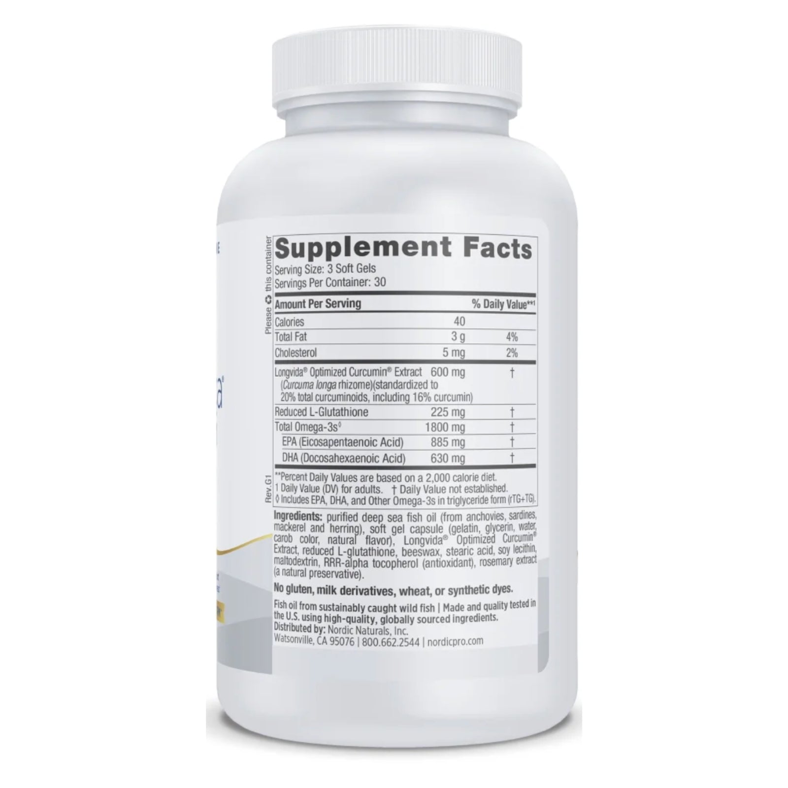 Nordic Naturals, ProOmega® + Curcumin, 90 Softgels UPC 768990031250 | HiLife Vitamins