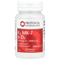 Protocol For Life Balance, K2 MK-7 & D3, 60 Capsules UPC 707359103849 | HiLife Vitamins