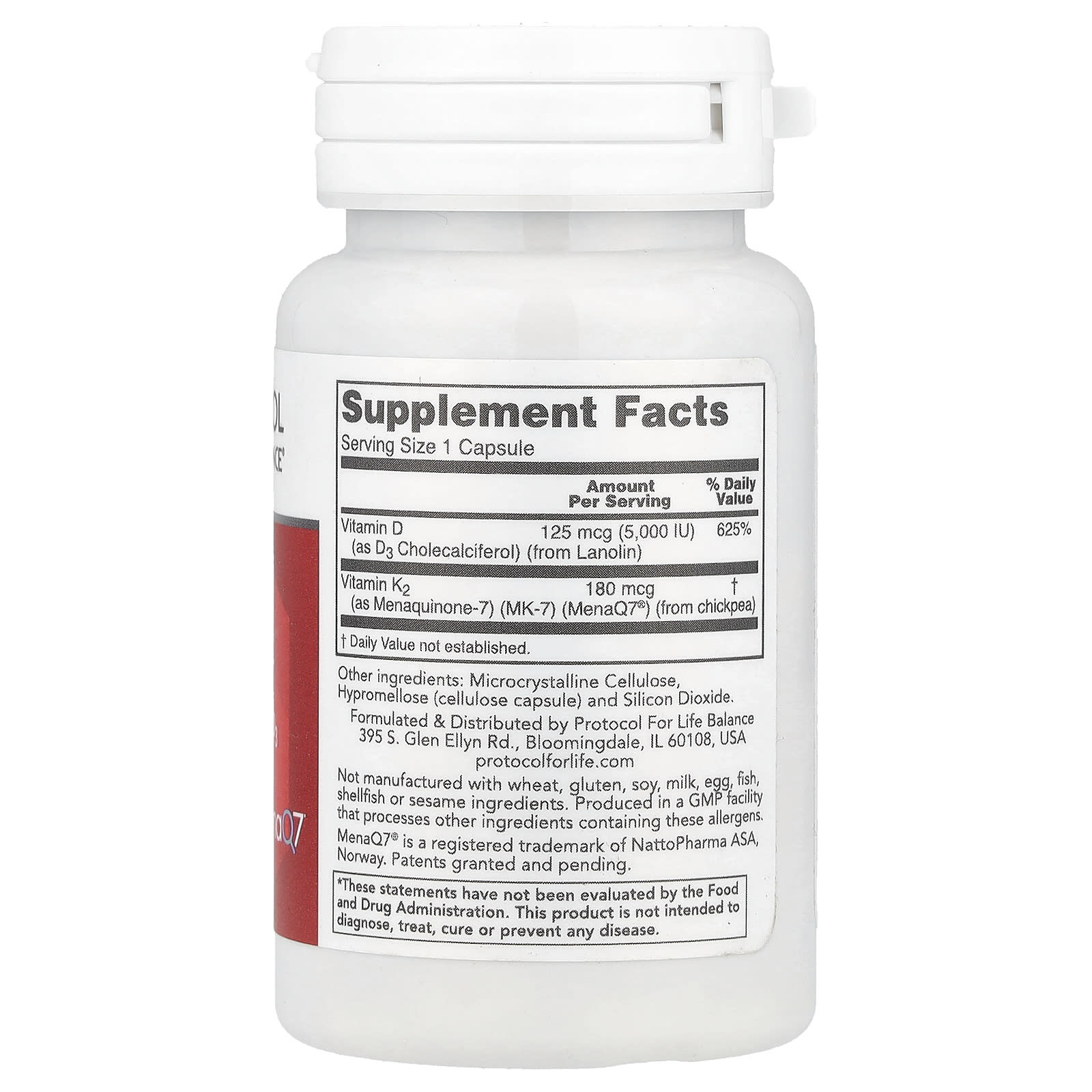 Protocol For Life Balance, K2 MK-7 & D3, 60 Capsules UPC 707359103849 | HiLife Vitamins