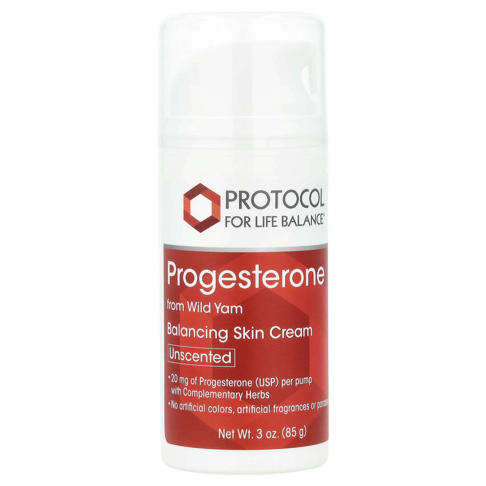 Protocol For Life Balance, Progesterone, Balancing Skin Cream, Unscented, 3 oz (85 g) UPC 707359133389 | HiLife Vitamins