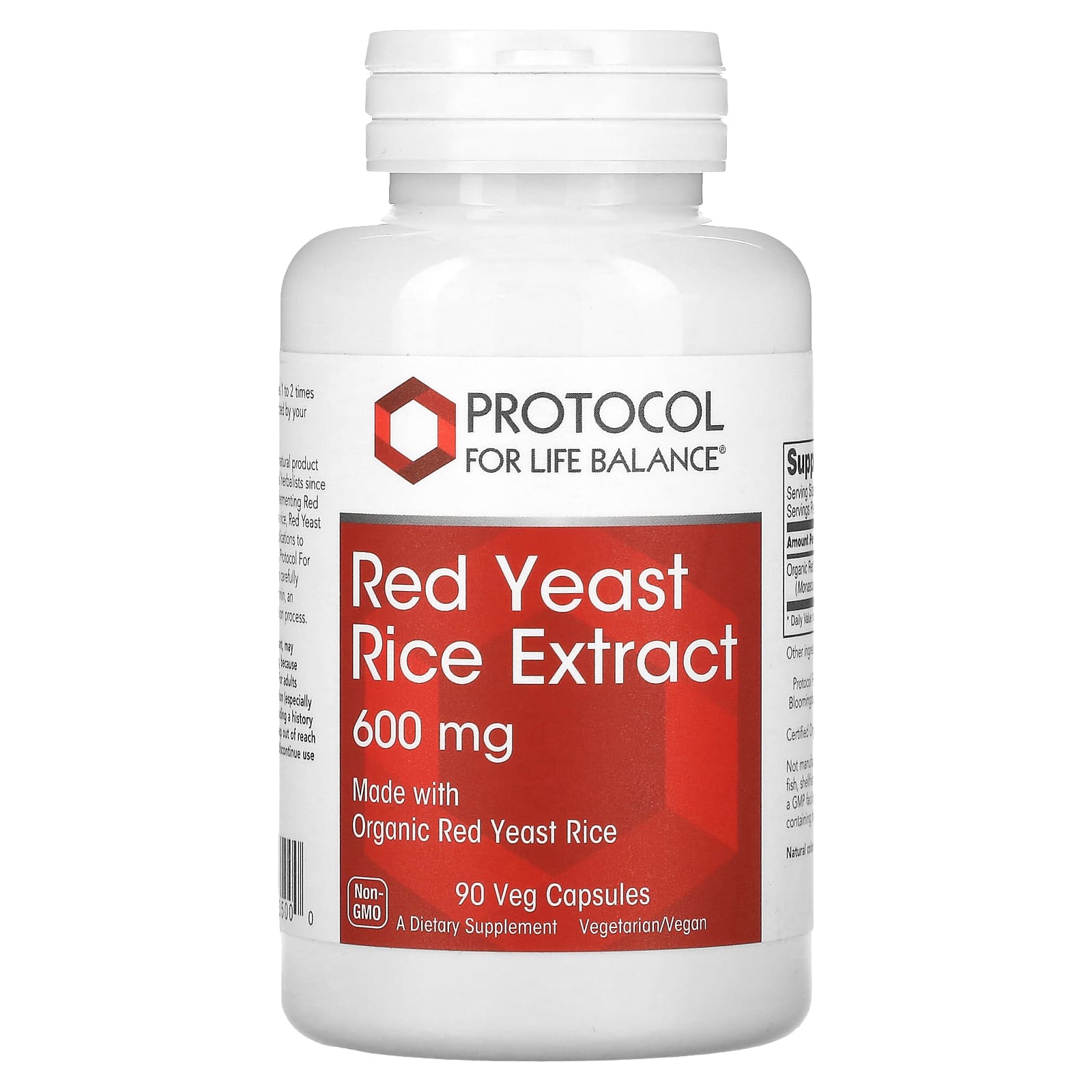 Protocol For Life Balance, Red Yeast Rice Extract, 600 mg, 90 Veg Capsules UPC 707359135000 | Hilife Vitamins
