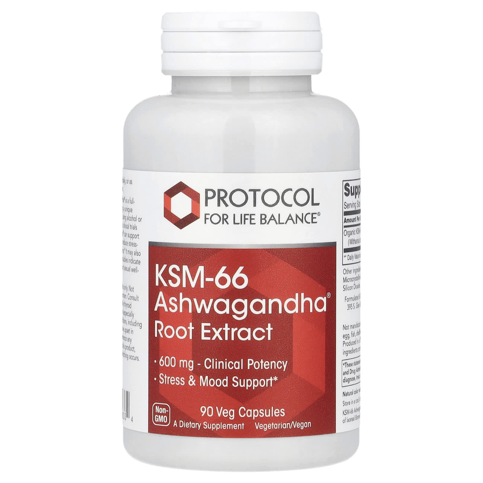 Protocol For Life Balance, KSM-66 Ashwagandha® Root Extract, 600 mg, 90 Veg Capsules UPC 707359146334 | HiLife Vitamins