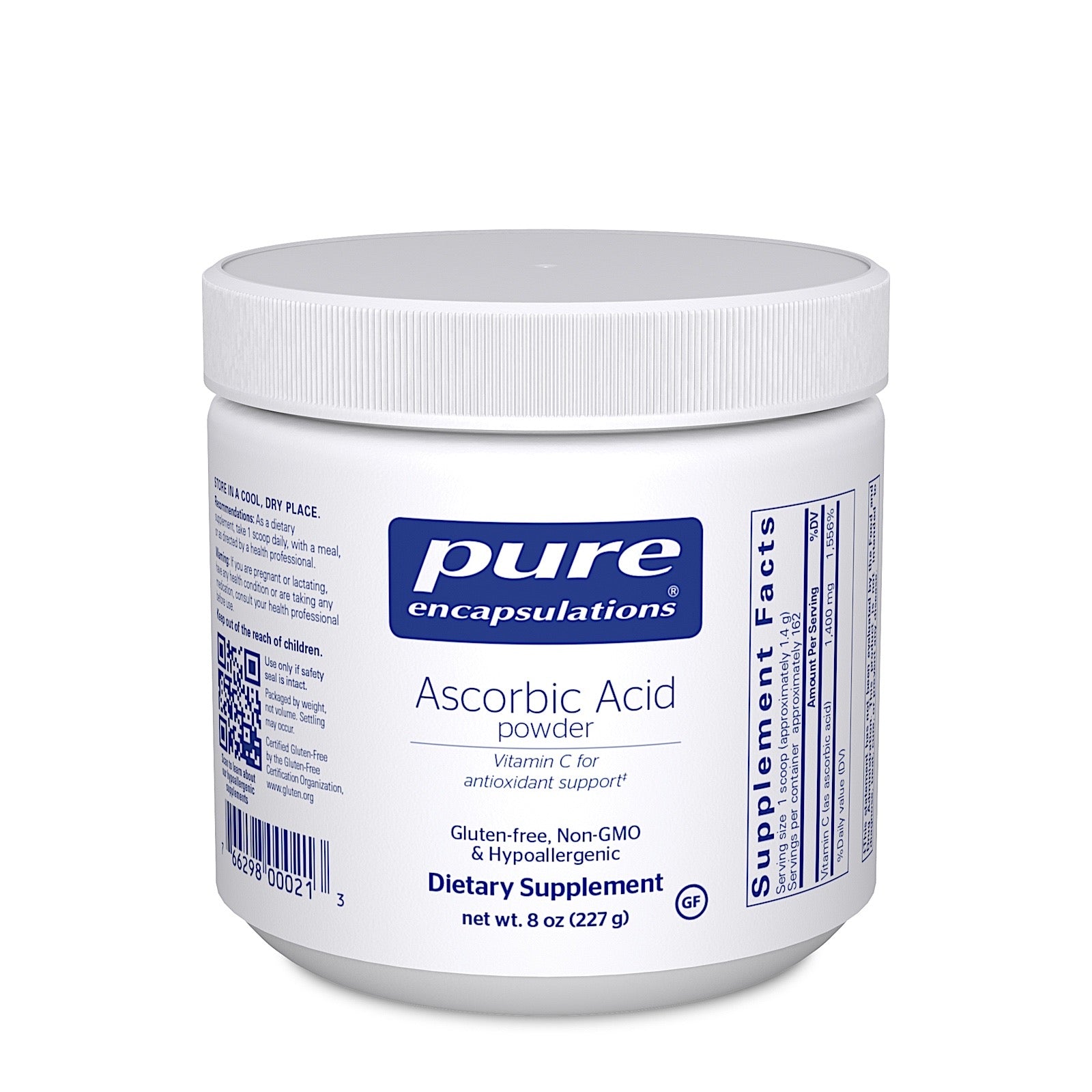 Pure Encapsulations, Ascorbic Acid powder, 8 oz UPC 766298000213 | HiLife Vitamins