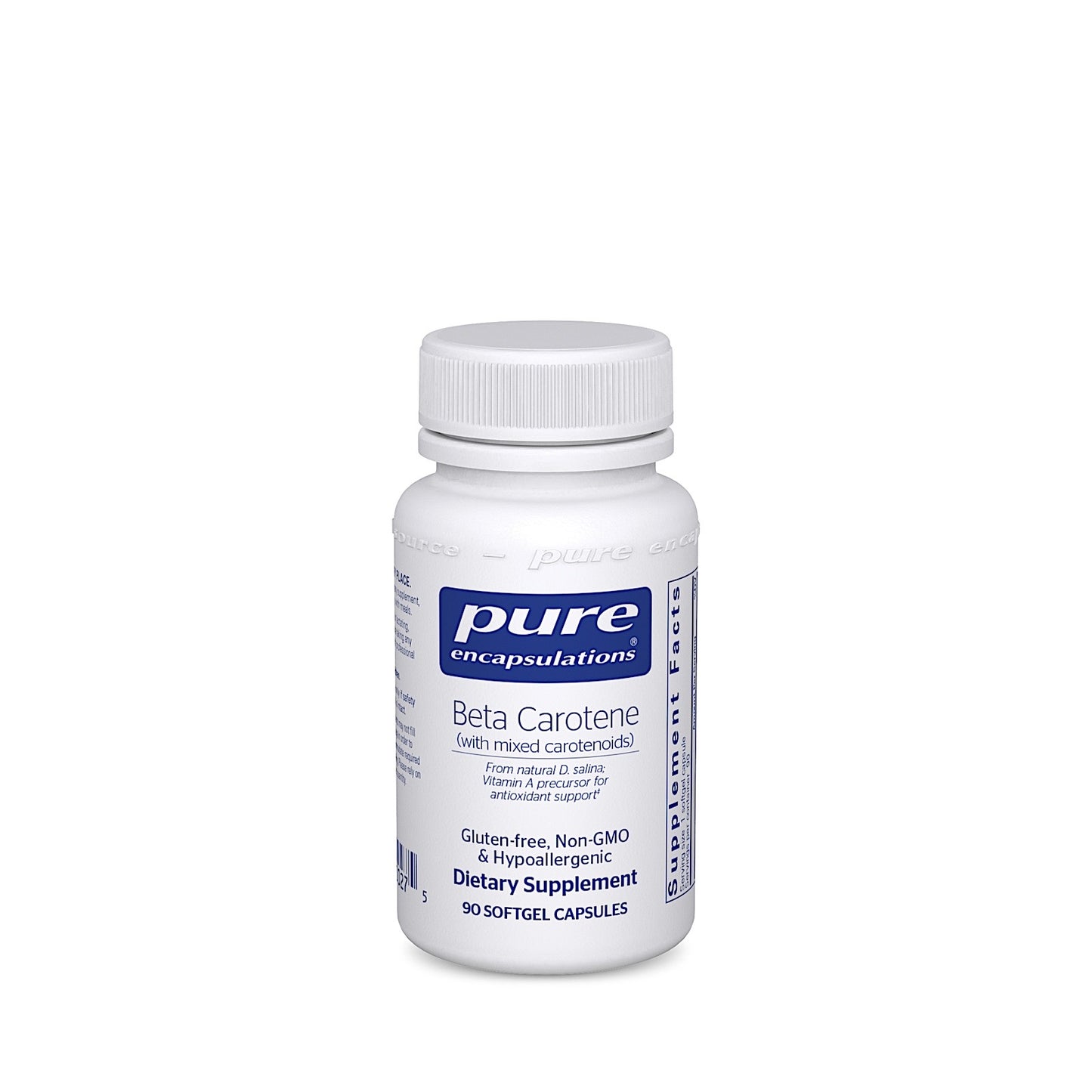 Pure Encapsulations, Beta Carotene 25000 IU, 90 Softgels UPC 766298000275 | HiLife Vitamins