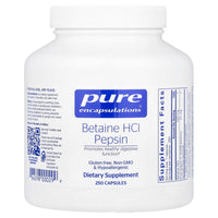 Pure Encapsulations, Betaine Hcl Pepsin, 250 Capsules UPC 766298000299 | HiLife Vitamins