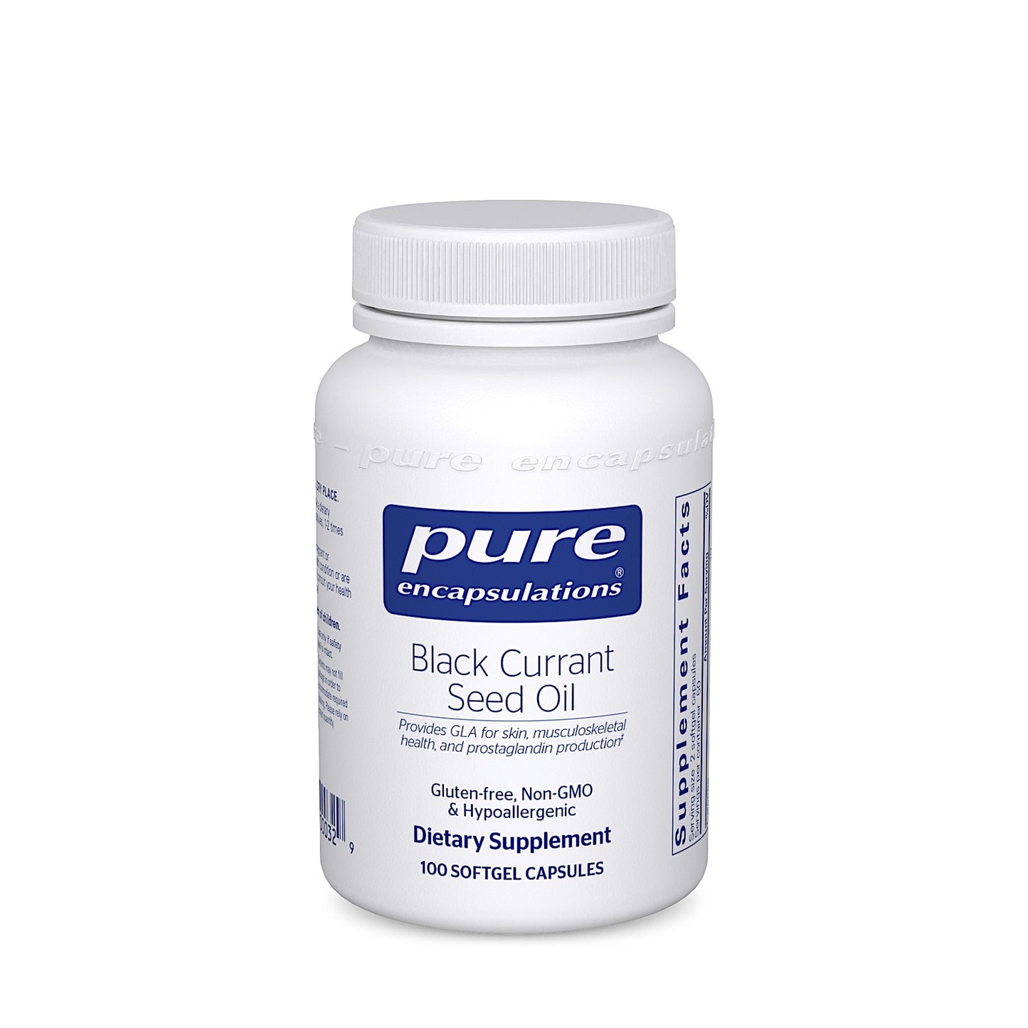 Pure Encapsulations, Black Currant Seed 500 mg, 100 Softgels UPC 766298000329 | HiLife Vitamins