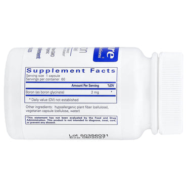 Pure Encapsulations, Boron (Glycinate), 60 Capsules UPC 766298000367 | Hilife Vitamins