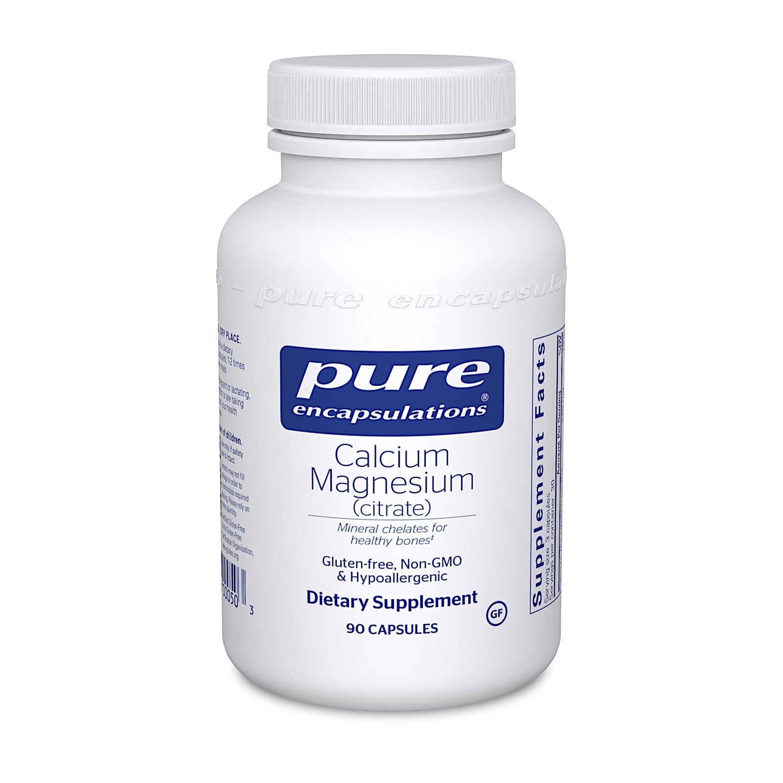 Pure Encapsulations, Calcium Magnesium Citrate, 90 Capsules UPC 766298000503 | HiLife Vitamins