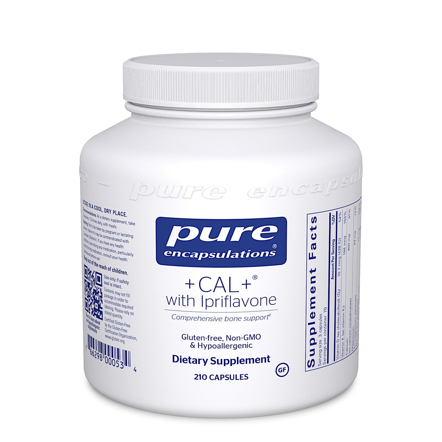Pure Encapsulations, CAL+ With Ipriflavone, 210 Capsules UPC 766298000534 | HiLife Vitamins
