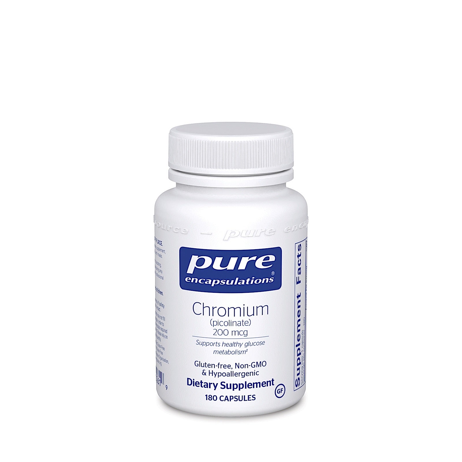 Pure Encapsulations, Chromium Picolinate 200 Mcg, 180 Capsules UPC 766298000619 | HiLife Vitamins