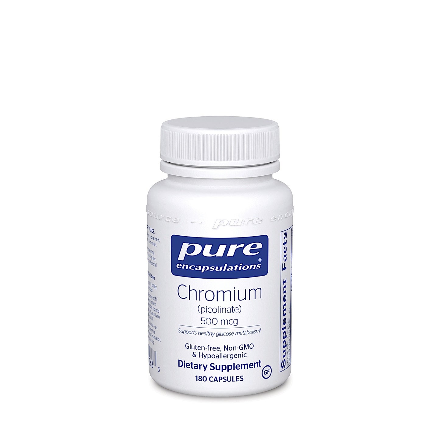 Pure Encapsulations, Chromium Picolinate 500 Mcg, 180 Capsules UPC 766298000633 | HiLife Vitamins