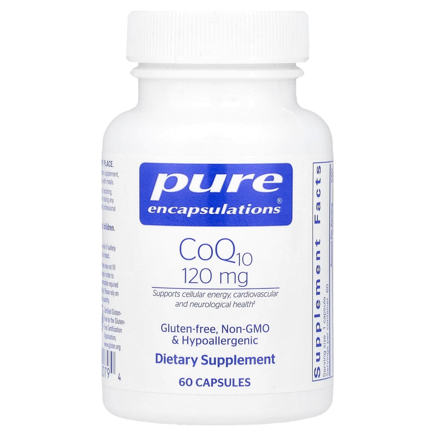 Pure Encapsulations, CoQ10 120 mg, 60 Capsules UPC 766298000794 | HiLife Vitamins