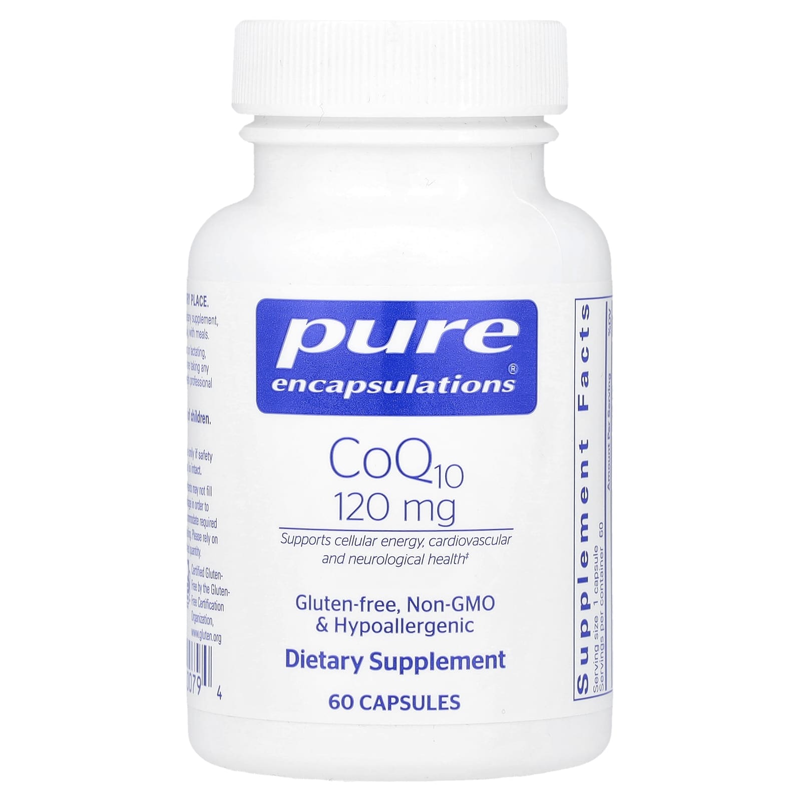 Pure Encapsulations, CoQ10 120 mg, 60 Capsules UPC 766298000794 | HiLife Vitamins