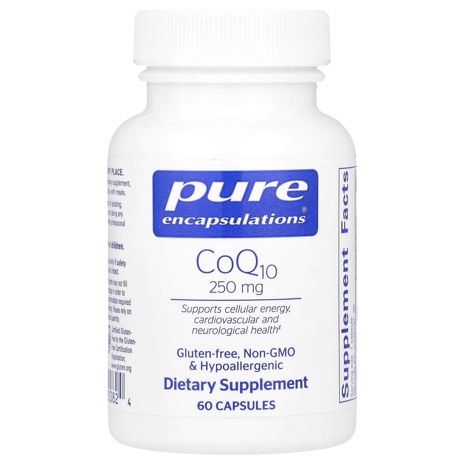 Pure Encapsulations, CoQ10 250 mg, 60 Capsules UPC 766298000824 | HiLife Vitamins