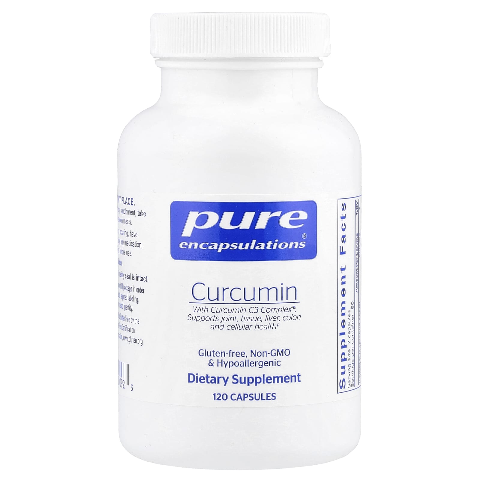 Pure Encapsulations, Curcumin, 120 Capsules UPC 766298000923 | HiLife Vitamins