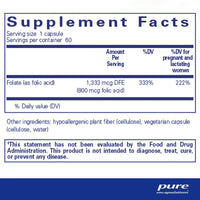 Pure Encapsulations, Folic Acid, 60 Capsules UPC 766298001111 | Hilife Vitamins