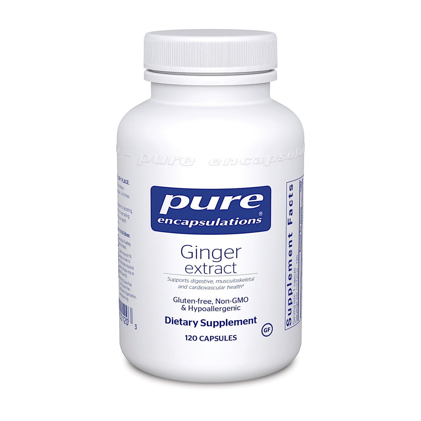 Pure Encapsulations, Ginger Extract, 120 Capsules UPC 766298001203 | HiLife Vitamins