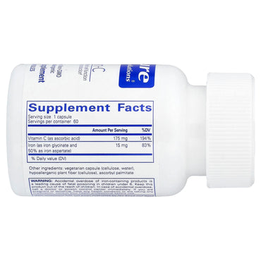 Pure Encapsulations, Iron-C, 60 Capsules UPC 766298001593 | Hilife Vitamins