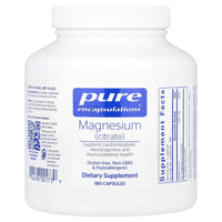Pure Encapsulations, Magnesium Citrate 150 mg, 180 Capsules UPC 766298001739 | HiLife Vitamins