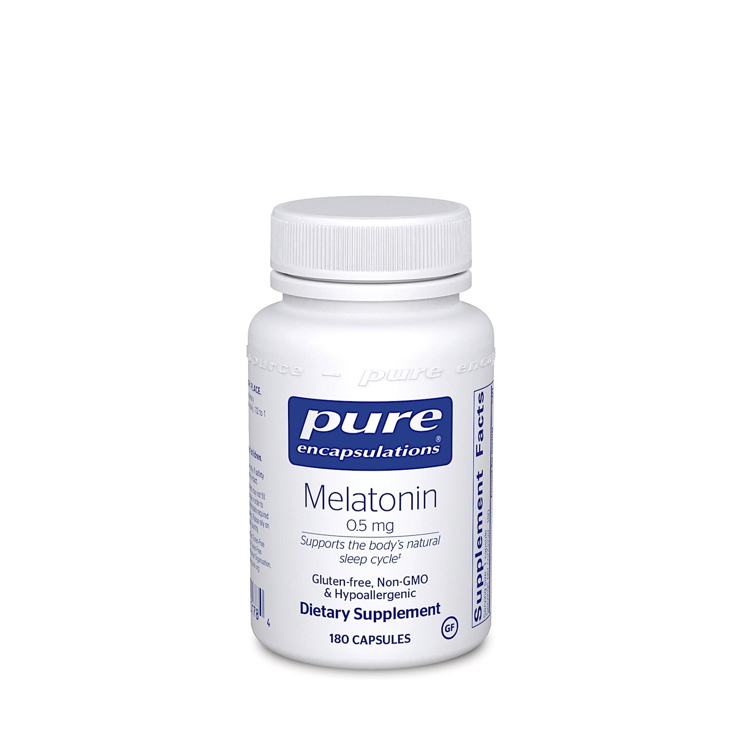 Pure Encapsulations, Melatonin 0.5 mg, 180 Capsules UPC 766298001784 | HiLife Vitamins